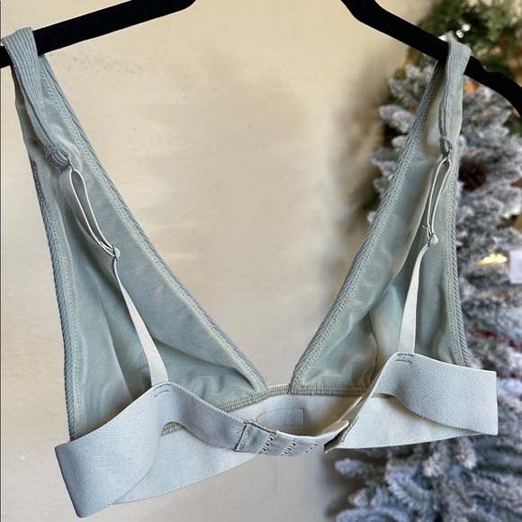Skims Cotton Rib Plunge Bralette in Mineral Green NWOT - Picture 4 of 5
